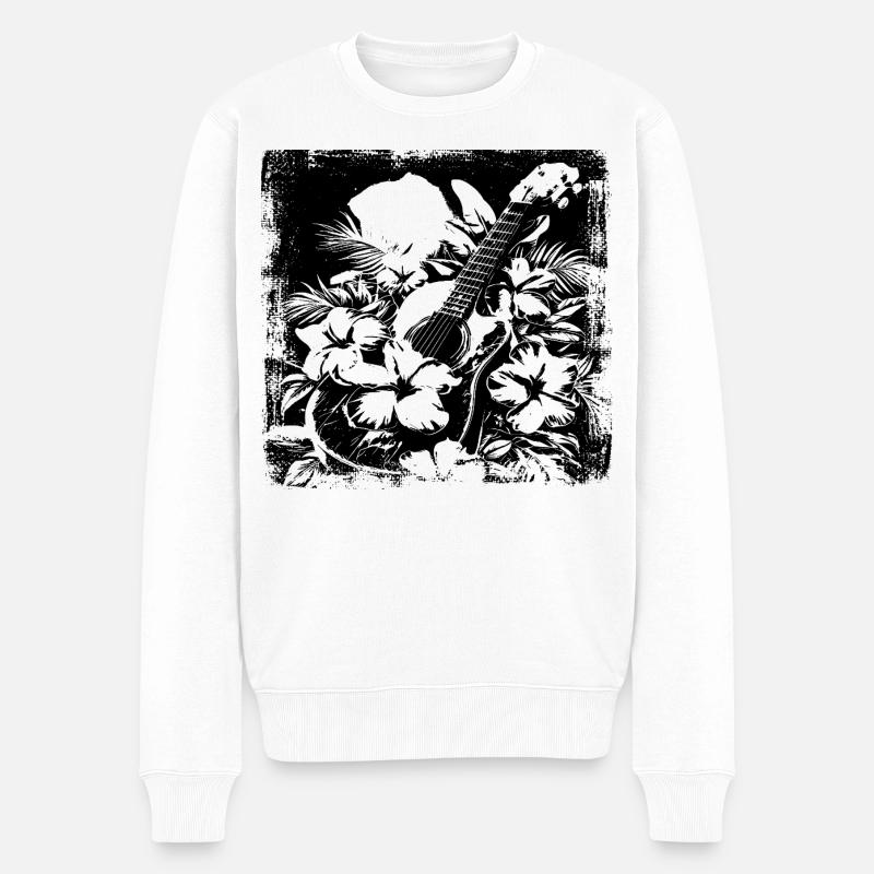 Gitarre - Männer Premium Bio Pullover - Weiß