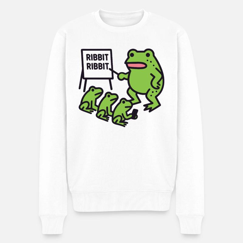 Enseignement de la grenouille avec la phrase Ribbit - Pull Premium bio Homme - blanc