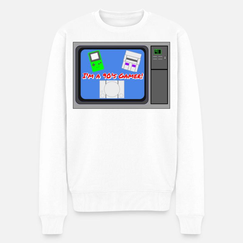 Ich bin ein 90er-Jahre-Gamer - Männer Premium Bio Pullover - Weiß