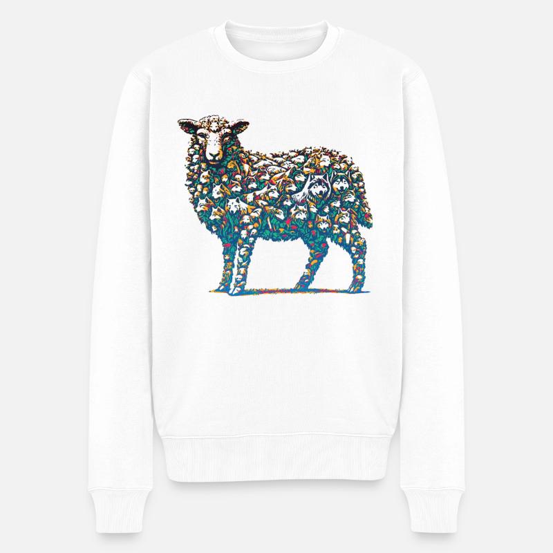 Wolf im Schafpelz - Männer Premium Bio Pullover - Weiß