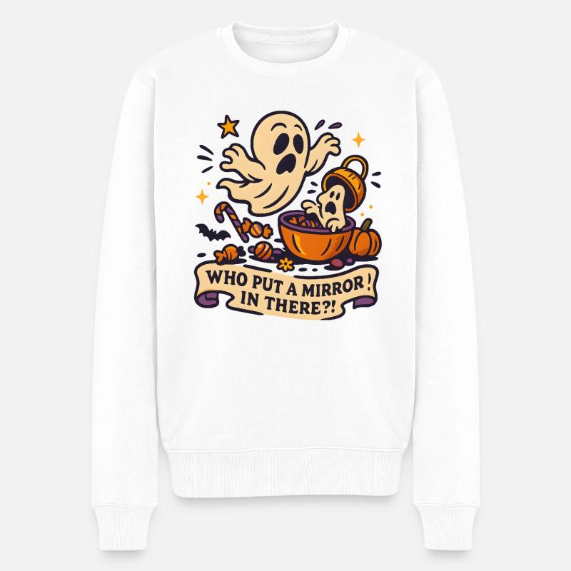 Spukgeist mit Halloween-Spruch - Männer Premium Bio Pullover - Weiß