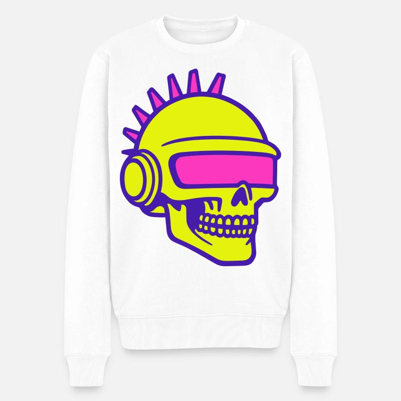 Future Skull Punk - Männer Premium Bio Pullover - Weiß