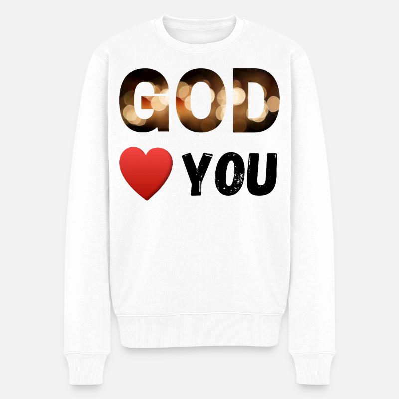 Gott liebt dich - Männer Premium Bio Pullover - Weiß
