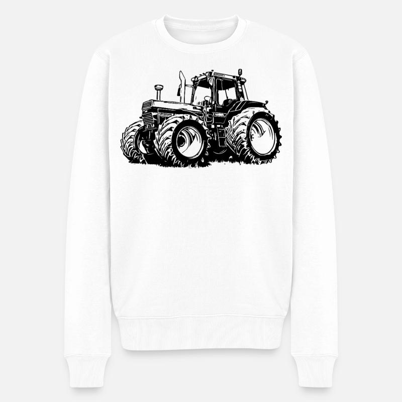 Kraftvolle Traktor-Silhouette - Männer Premium Bio Pullover - Weiß