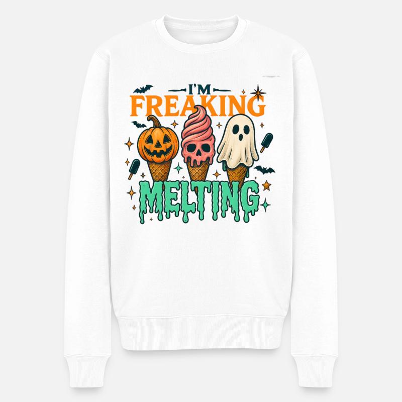 Halloween Eiscreme Grusel Design - Männer Premium Bio Pullover - Weiß