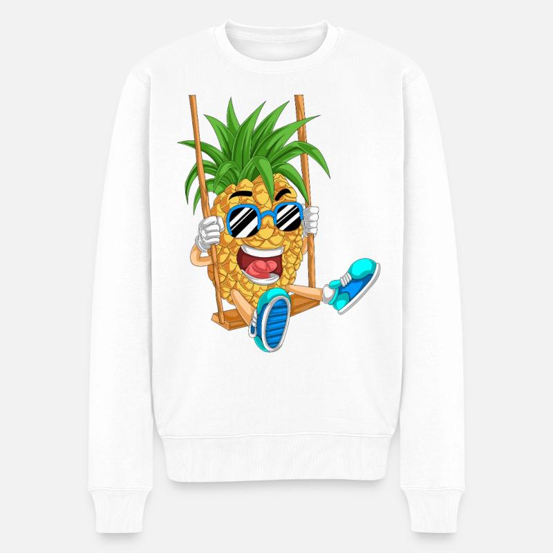 Verspielte Ananas auf Schaukel Design - Männer Premium Bio Pullover - Weiß