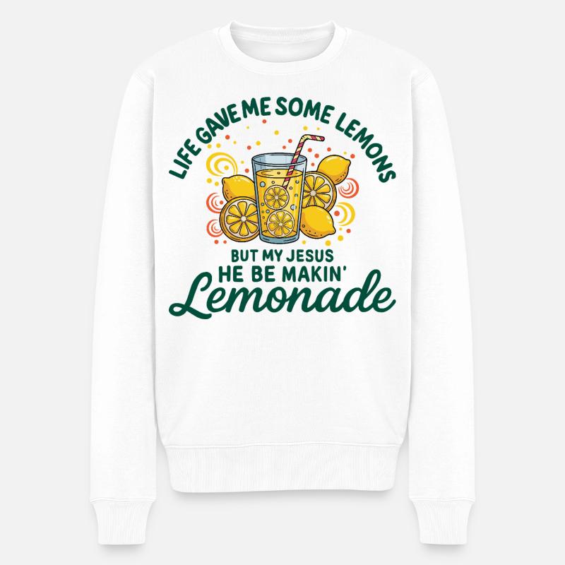 Religiöser Humor über Limonade - Männer Premium Bio Pullover - Weiß