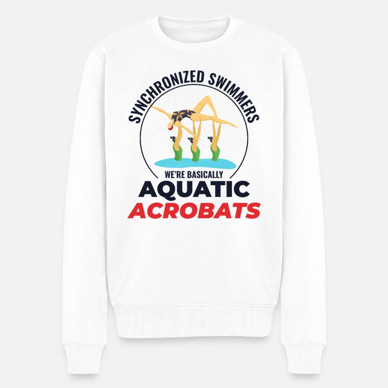 Wasserakrobaten Synchronschwimmen Humor - Männer Premium Bio Pullover - Weiß