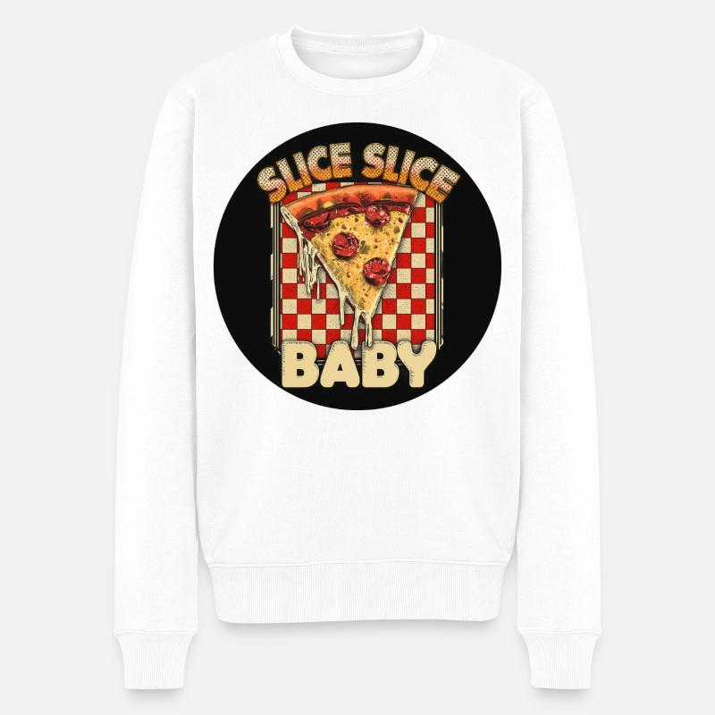 Pizza Slice Baby Design - Männer Premium Bio Pullover - Weiß