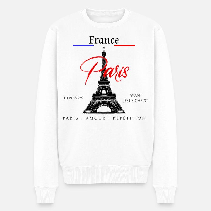 Paris Stadt der Liebe  - Männer Premium Bio Pullover - Weiß