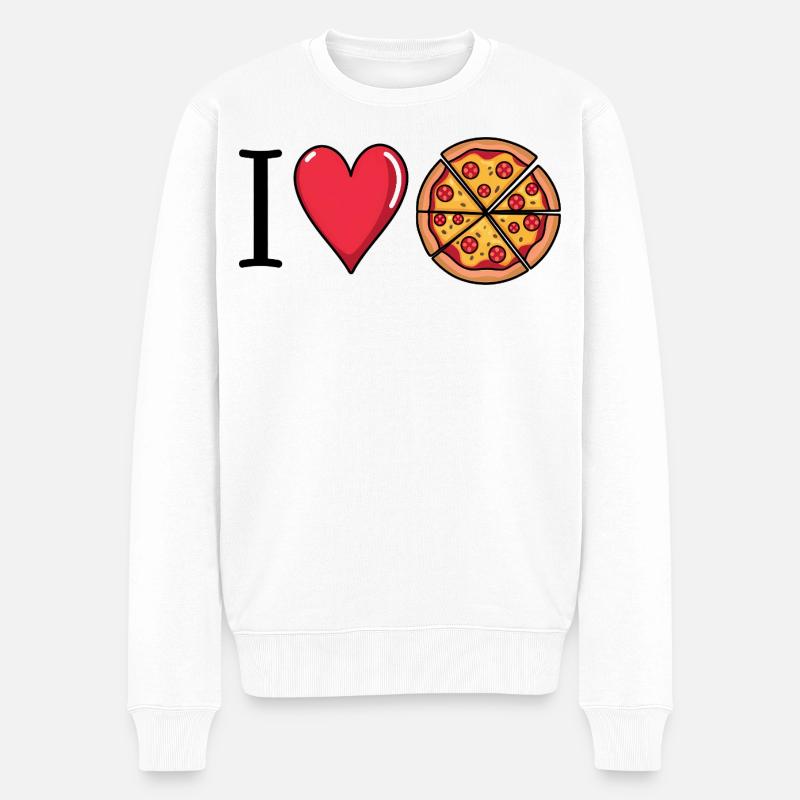 Ich liebe Pizza - Männer Premium Bio Pullover - Weiß