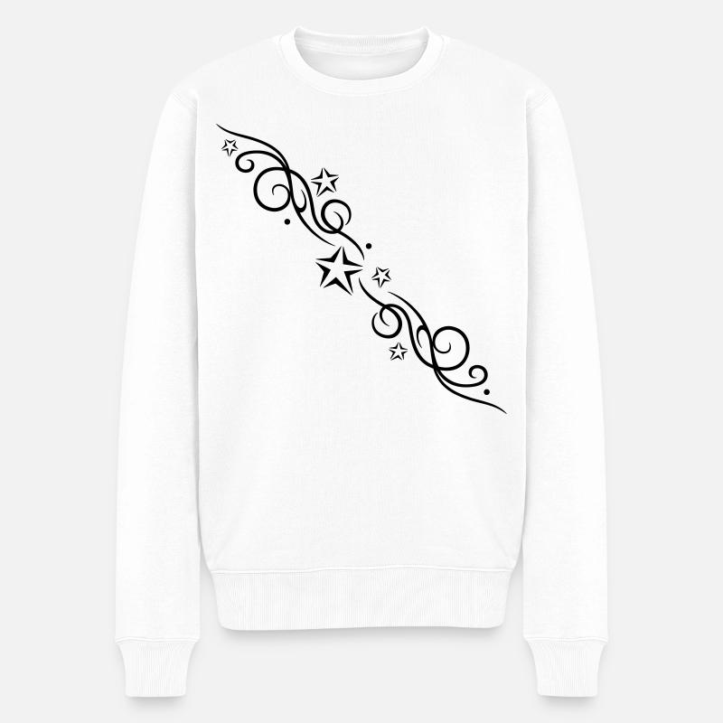 Sterne Ornament Tattoo Style - Männer Premium Bio Pullover - Weiß