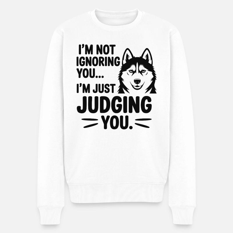 Ich ignoriere dich nicht, Husky - Männer Premium Bio Pullover - Weiß