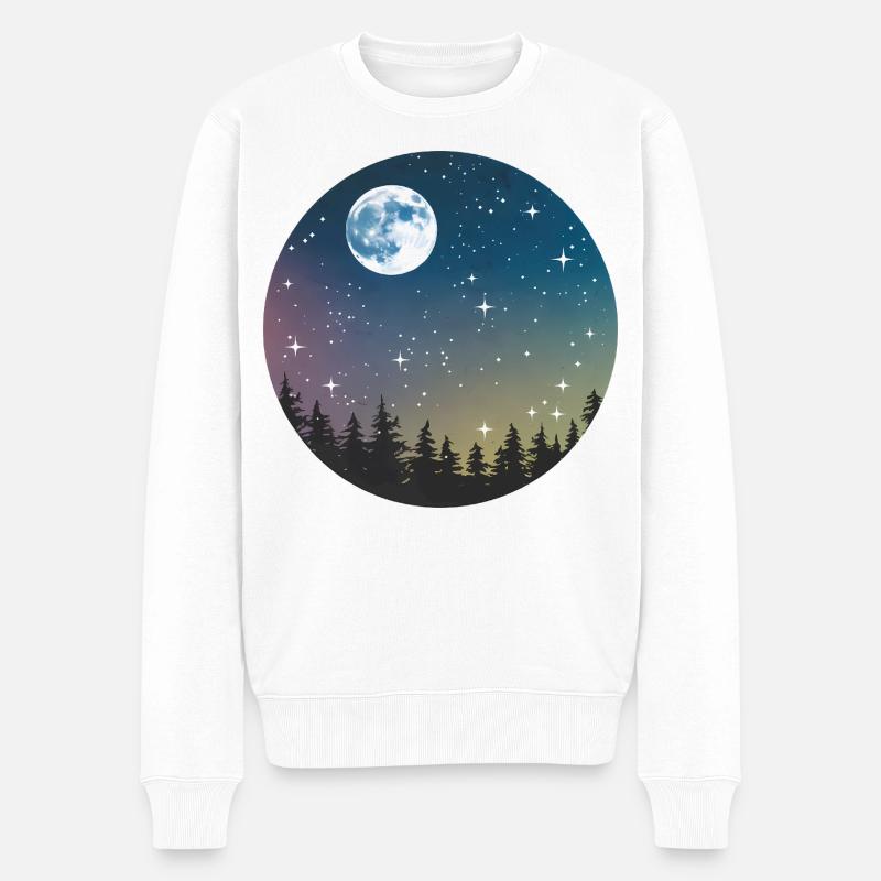 Himmlisches Nachtwaldmuster - Männer Premium Bio Pullover - Weiß