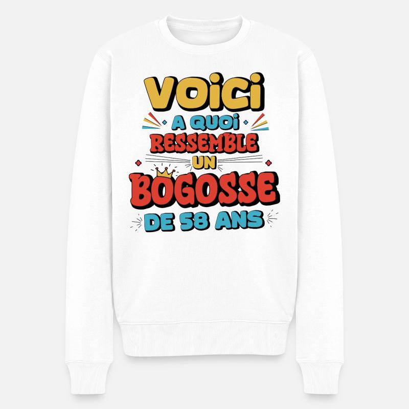 Humour Nostalgique 58 Ans - Pull Premium bio Homme - blanc