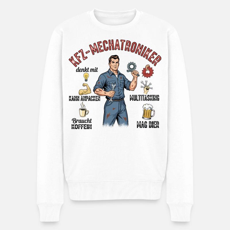 Le mécatronicien automobile - Pull Premium bio Homme - blanc