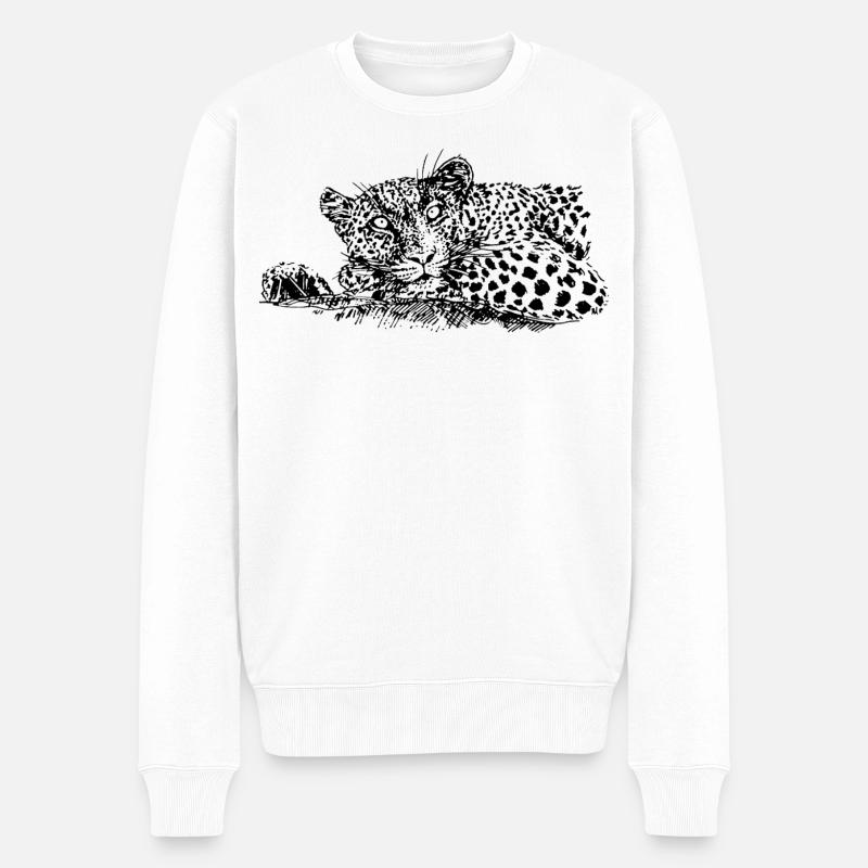 LEOPARD - Männer Premium Bio Pullover - Weiß
