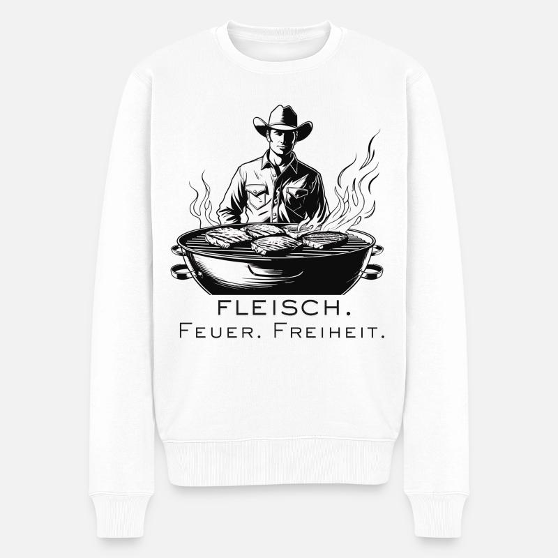 Grillfreiheit für echte Kerle - Männer Premium Bio Pullover - Weiß