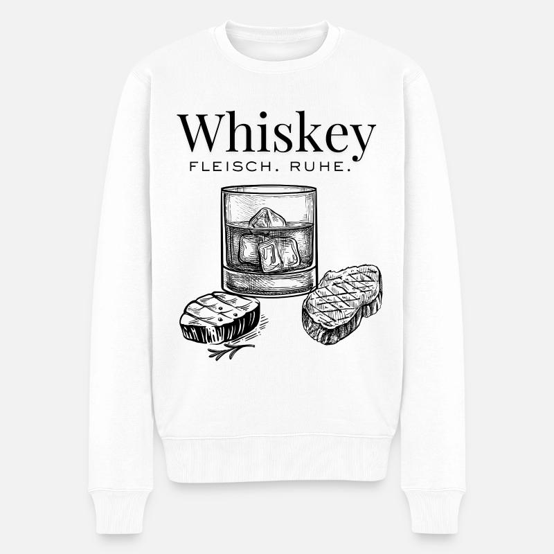 Whisky et viande – Dégustez tranquillement - Pull Premium bio Homme - blanc