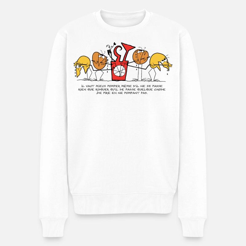 Die Shadoks, ein Leben voller Pumpen! - Männer Premium Bio Pullover - Weiß