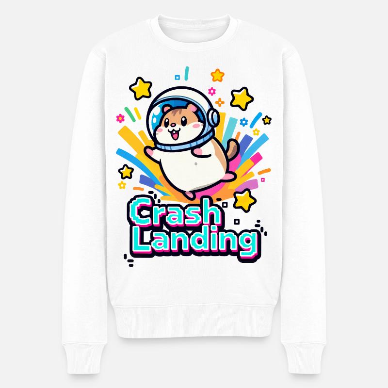 🐹 Hamster Astronaut Zwangslandung 2 - Männer Premium Bio Pullover - Weiß