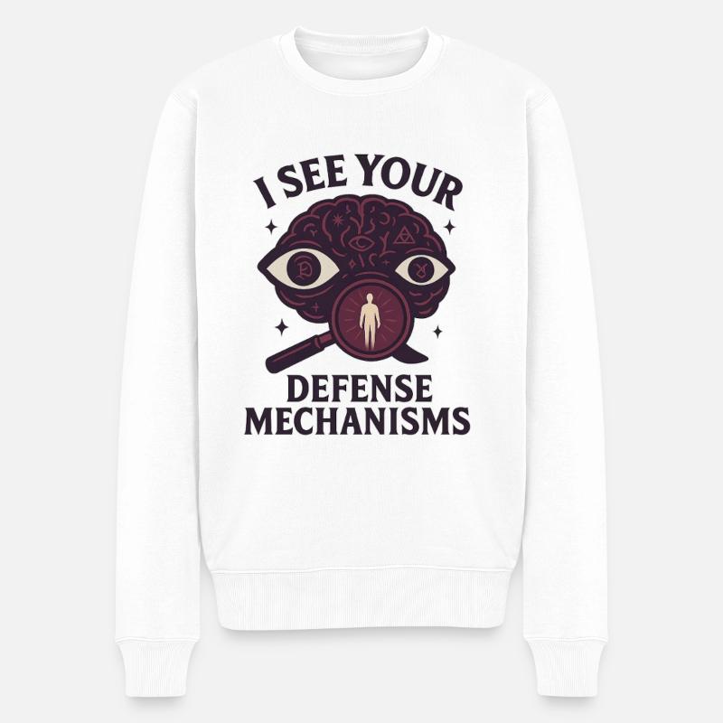 Ich sehe deine Abwehrmechanismen - Männer Premium Bio Pullover - Weiß