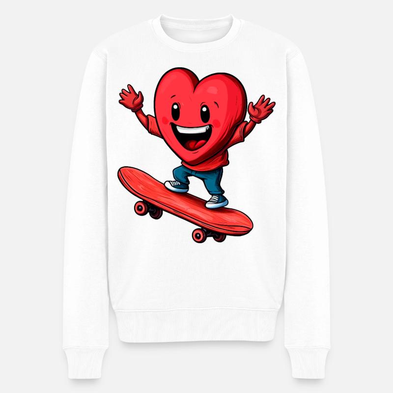 Herz Skater - Männer Premium Bio Pullover - Weiß