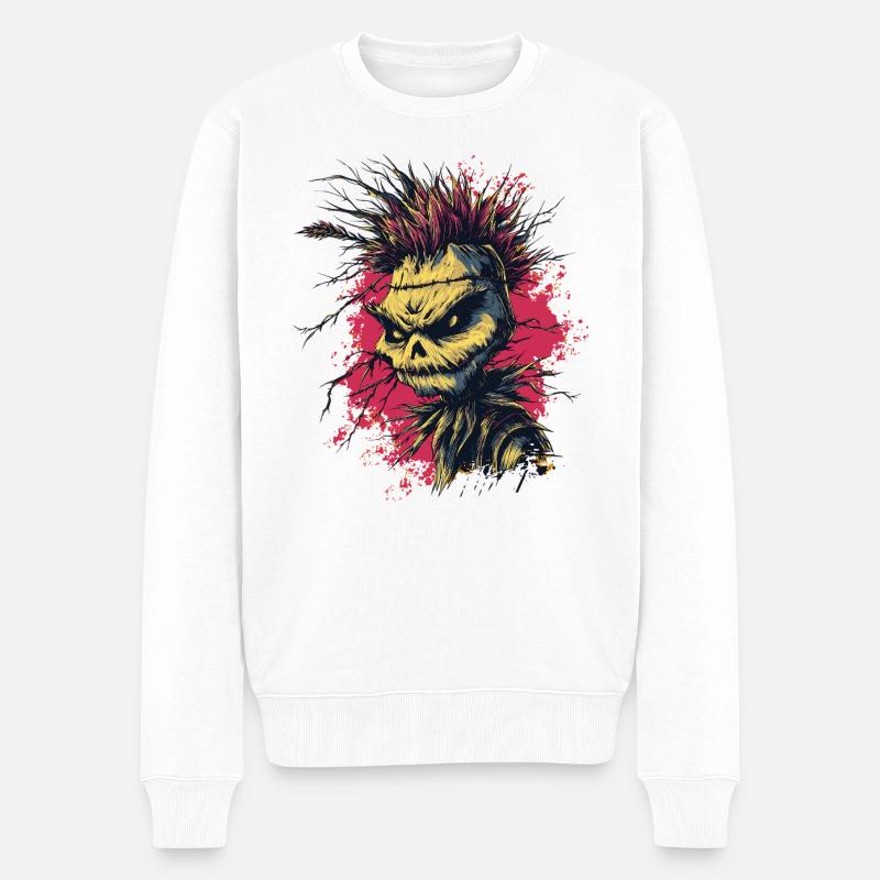 Punkrock Vogelscheuche - Männer Premium Bio Pullover - Weiß