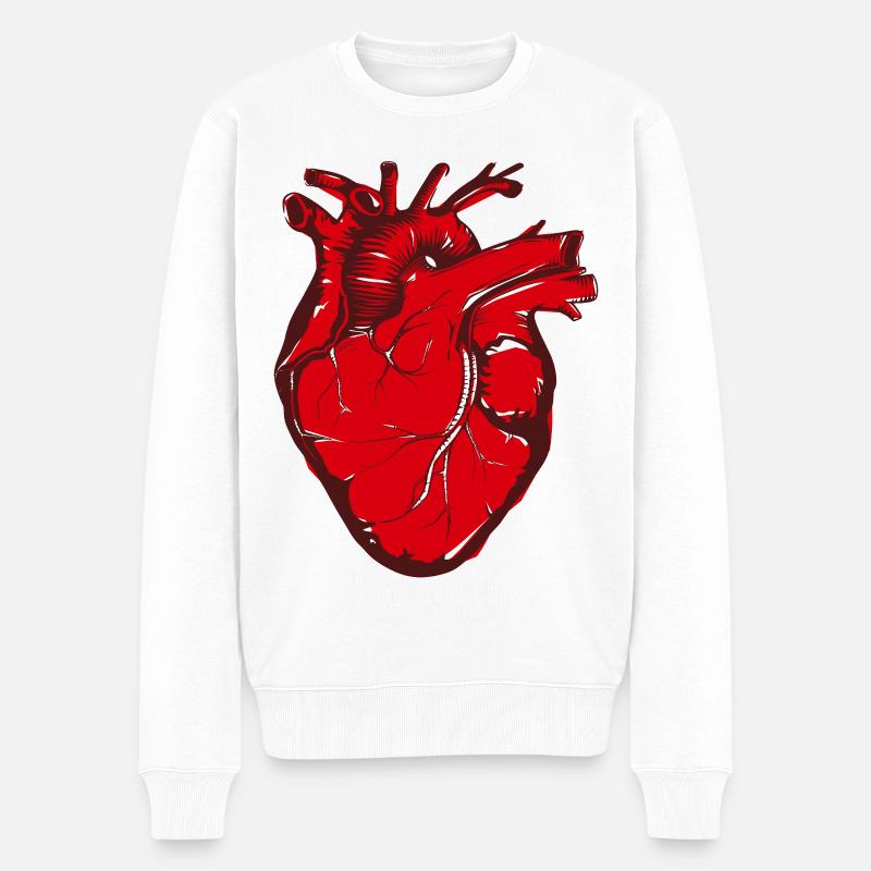 Anatomisches Herz in Rot - Männer Premium Bio Pullover - Weiß