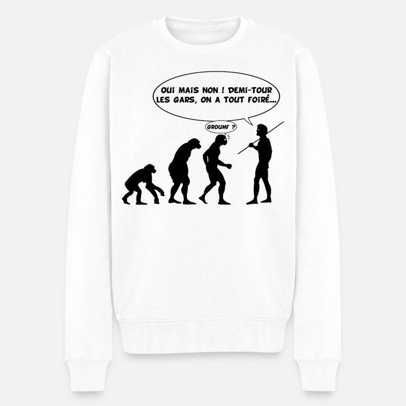 Evolution error (black) - Men's Premium Organic Jumper - white