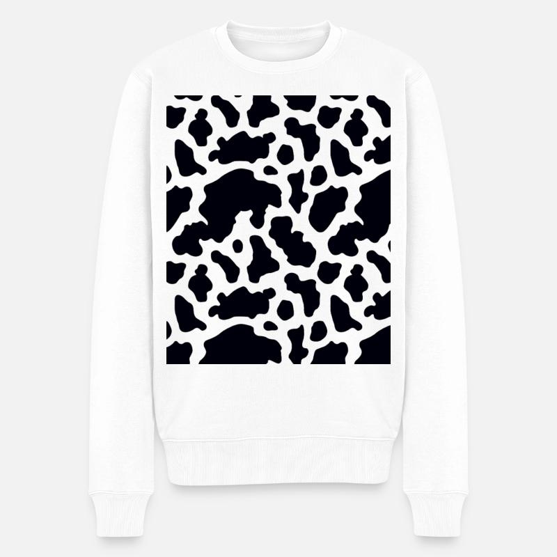 Kuh Muster - Männer Premium Bio Pullover - Weiß