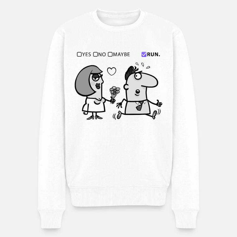 Amour ou Fuite – Design Humour Décalé - Pull Premium bio Homme - blanc