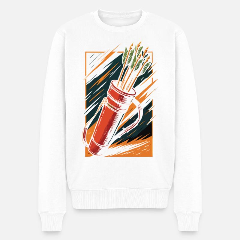 Bogenschießen Bogen Köcher Pfeile Design - Männer Premium Bio Pullover - Weiß