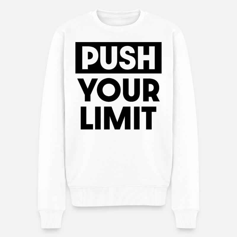 Gehen Sie an Ihre Grenzen - Männer Premium Bio Pullover - Weiß