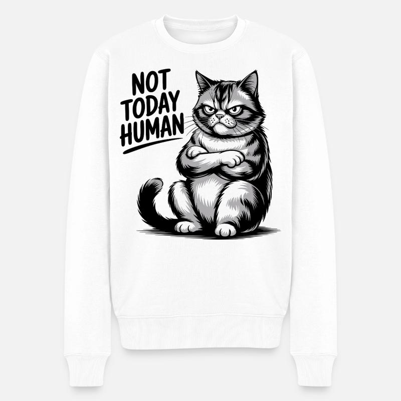 Nicht heute Mensch Katze - Männer Premium Bio Pullover - Weiß