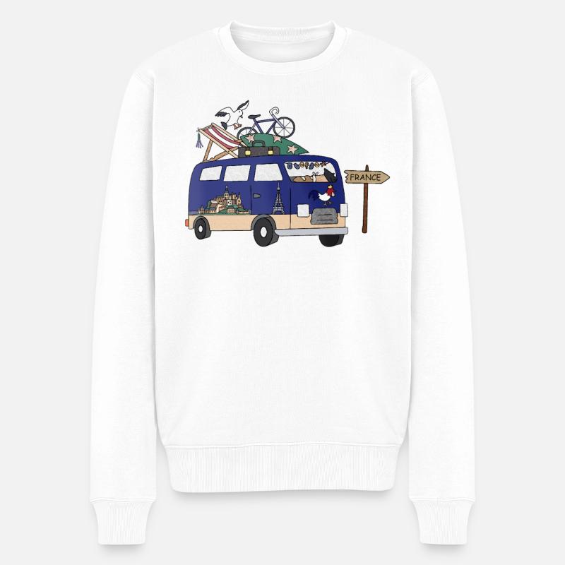 Tour de Camping Camper Frankreich - Männer Premium Bio Pullover - Weiß