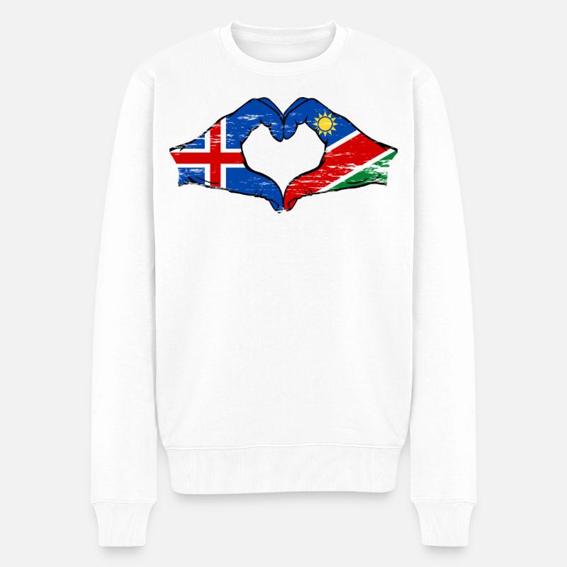 Island_Namibia_Flagge_Haende_Herzform_used - Pull Premium bio Homme - blanc