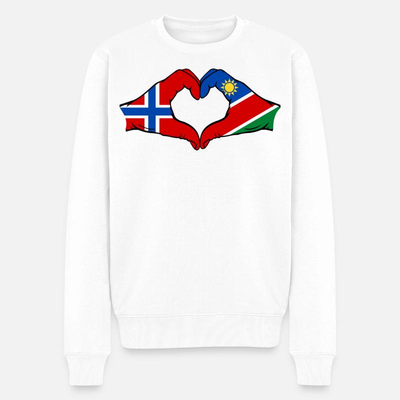 Norwegen_Namibia_Flagge_Hände_Herzform - Pull Premium bio Homme - blanc