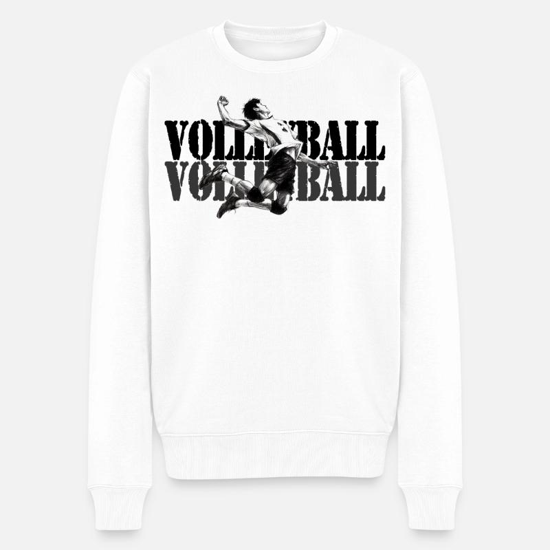 Dynamischer Volleyballspieler in Aktion - Männer Premium Bio Pullover - Weiß
