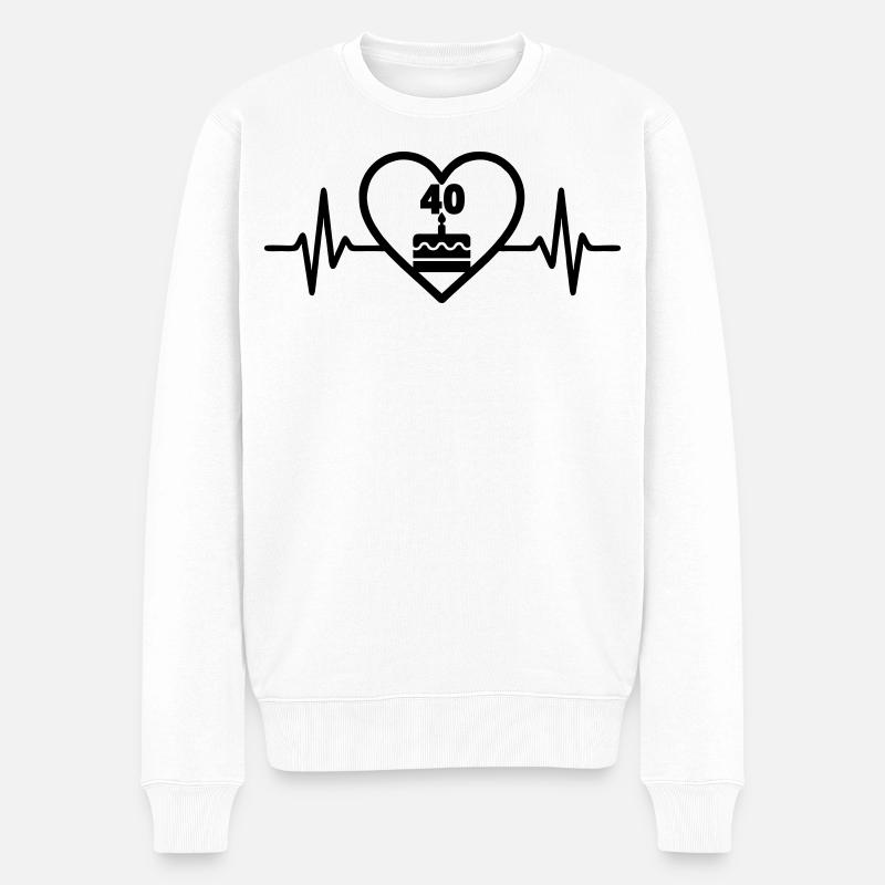 Coeur Anniversaire 40 ans Gâteau - Pull Premium bio Homme - blanc