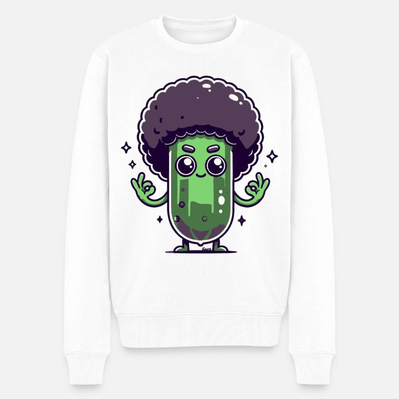 Gurke mit Afro - Männer Premium Bio Pullover - Weiß