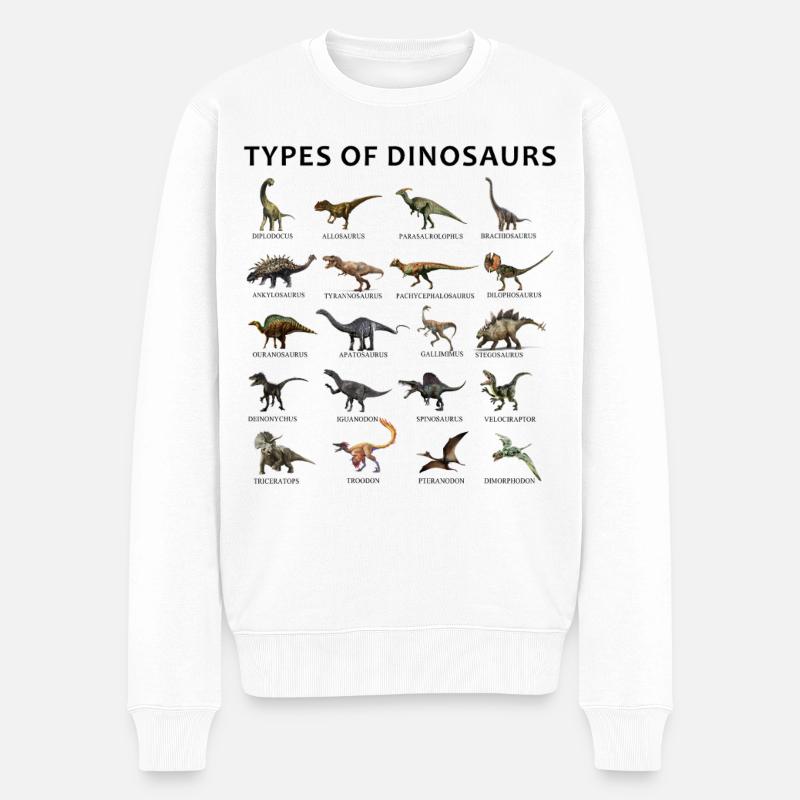 Arten von Dinosauriern - Männer Premium Bio Pullover - Weiß