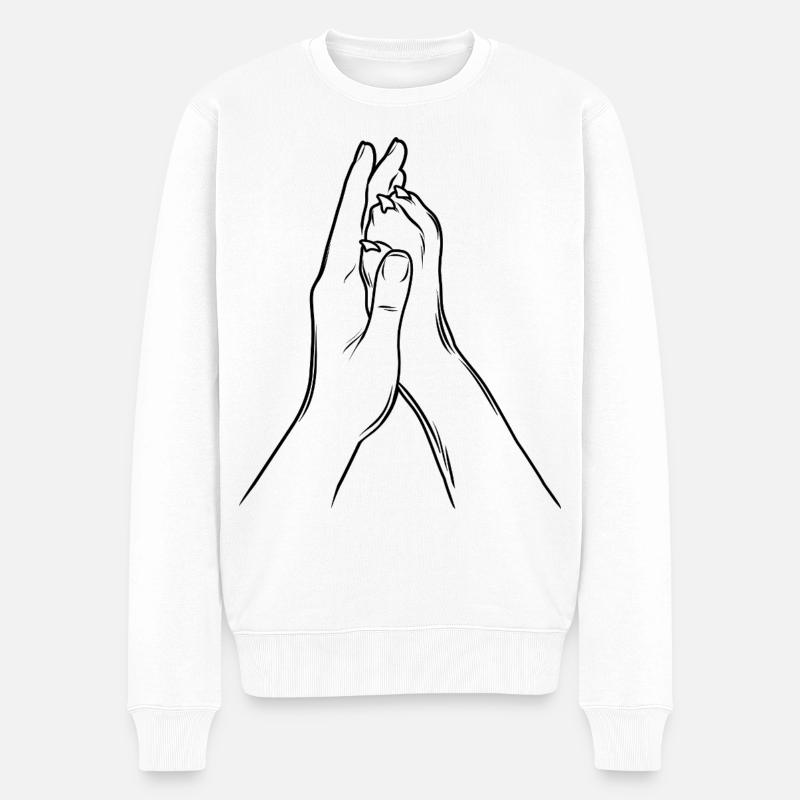 Hand + Hundepfote - High Five - Hunde Fan - Männer Premium Bio Pullover - Weiß