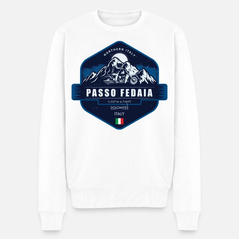 Passo Fedaia – Dolomiten, Italien - Männer Premium Bio Pullover - Weiß