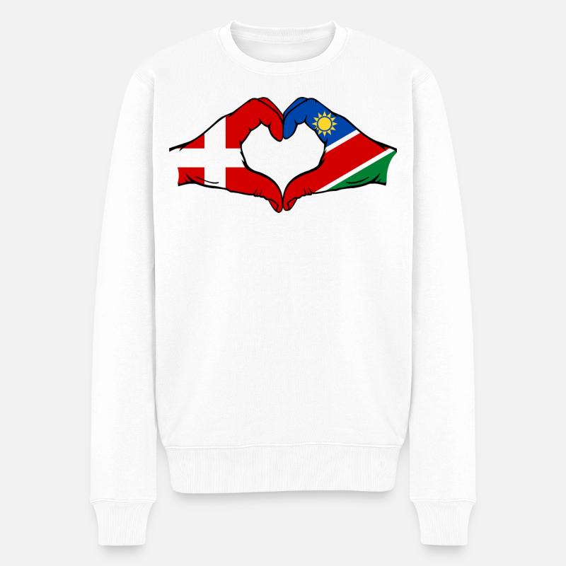 Dänemark Namibia Flagge Herz - Männer Premium Bio Pullover - Weiß