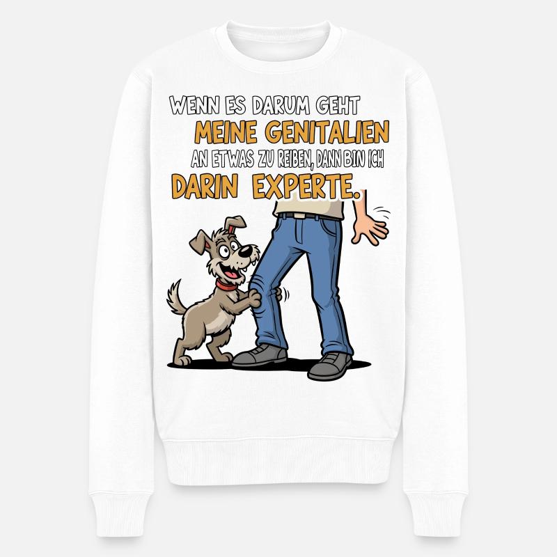 Reib-Experte Hund - Männer Premium Bio Pullover - Weiß