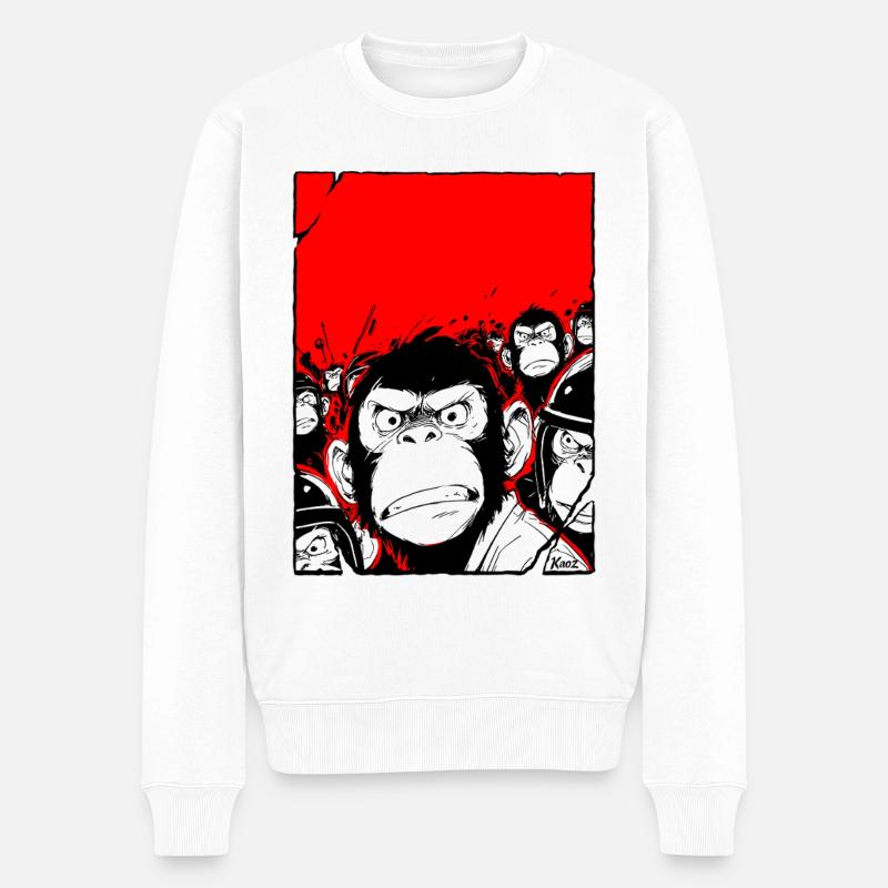 Affen Rebellion  - Männer Premium Bio Pullover - Weiß