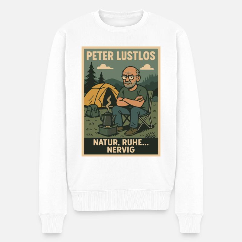 Peter Lustlos Natur Camping Design - Männer Premium Bio Pullover - Weiß