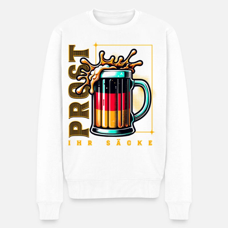 Prost ihr Säcke Bier - Männer Premium Bio Pullover - Weiß