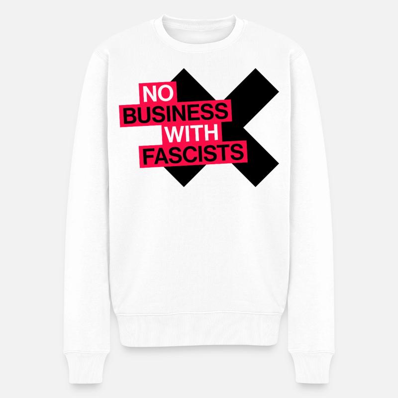 NO BUSINESS WITH FASCISTS - Männer Premium Bio Pullover - Weiß